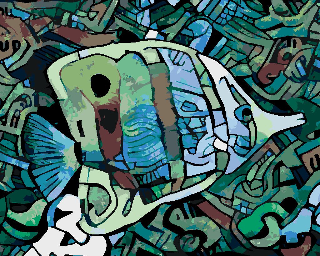 zuty Malování podle čísel - ZELENÁ ABSTRAKTNÍ RYBA - Rozměr: 40x50 cm, Rámování: Varianta: vypnuté plátno na rám - obrázek 5