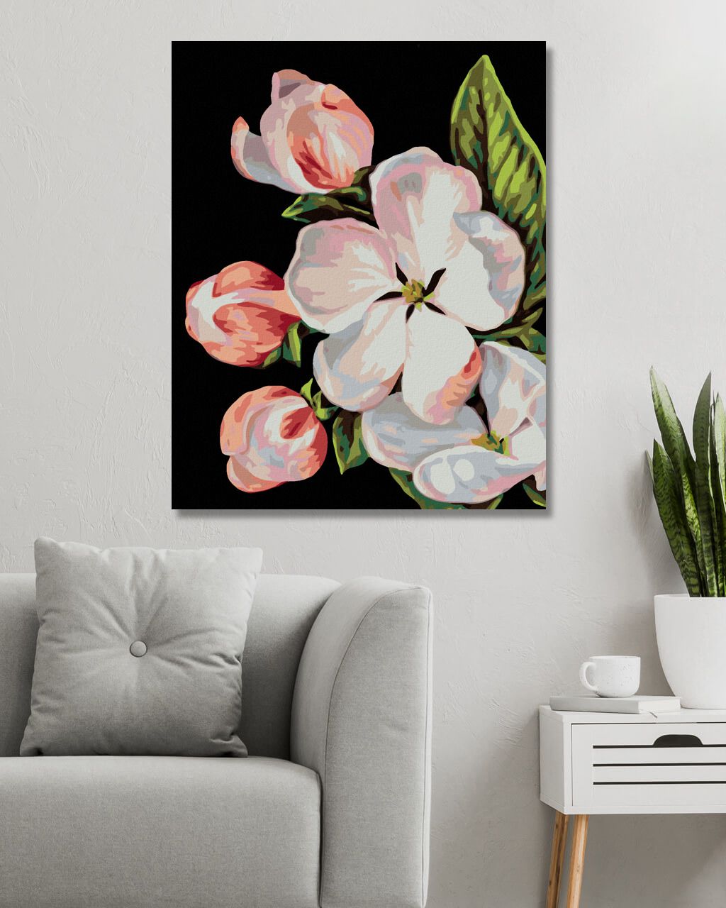 zuty Malování podle čísel - KVĚT JABLONĚ (MYROSLAVA VOLOSCHUK) - Rozměr: 40x50 cm, Rámování: Varianta: vypnuté plátno na rám - obrázek 8