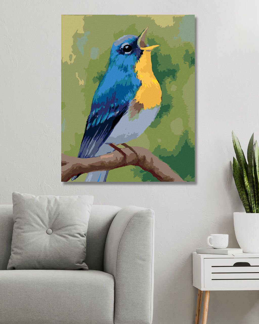 zuty Malování podle čísel - MODRÝ PTÁČEK (MYROSLAVA VOLOSCHUK) - Rozměr: 40x50 cm, Rámování: Varianta: bez rámu a bez vypnutí plátna - obrázek 8