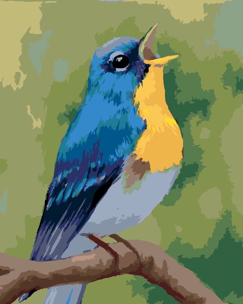 zuty Malování podle čísel - MODRÝ PTÁČEK (MYROSLAVA VOLOSCHUK) - Rozměr: 40x50 cm, Rámování: Varianta: vypnuté plátno na rám - obrázek 3