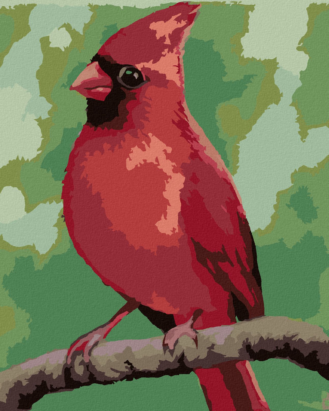 zuty Malování podle čísel - ČERVENÝ PTÁČEK (MYROSLAVA VOLOSCHUK) - Rozměr: 40x50 cm, Rámování: Varianta: vypnuté plátno na rám - obrázek 1