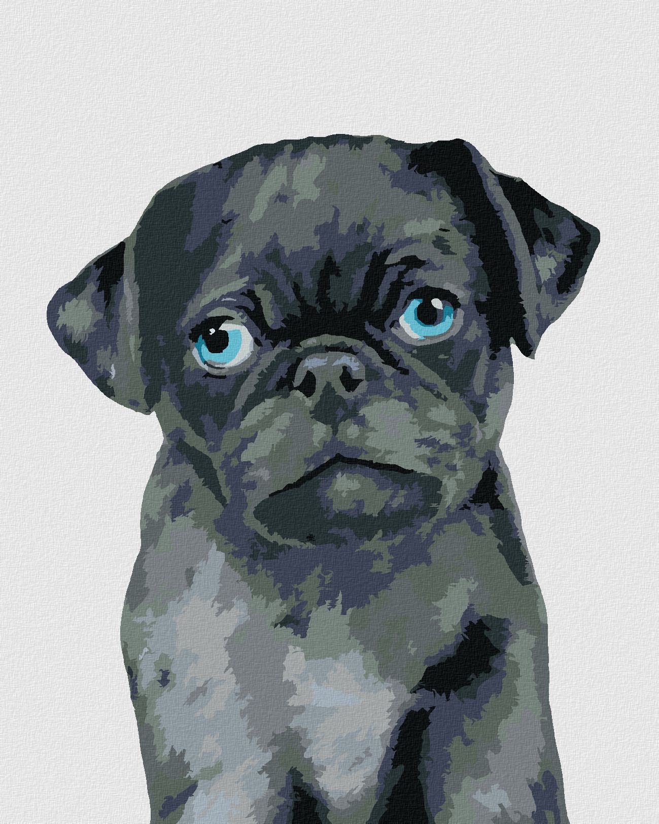 zuty Malování podle čísel - MOPSÍK (MYROSLAVA VOLOSCHUK) - Rozměr: 40x50 cm, Rámování: Varianta: bez rámu a bez vypnutí plátna - obrázek 1