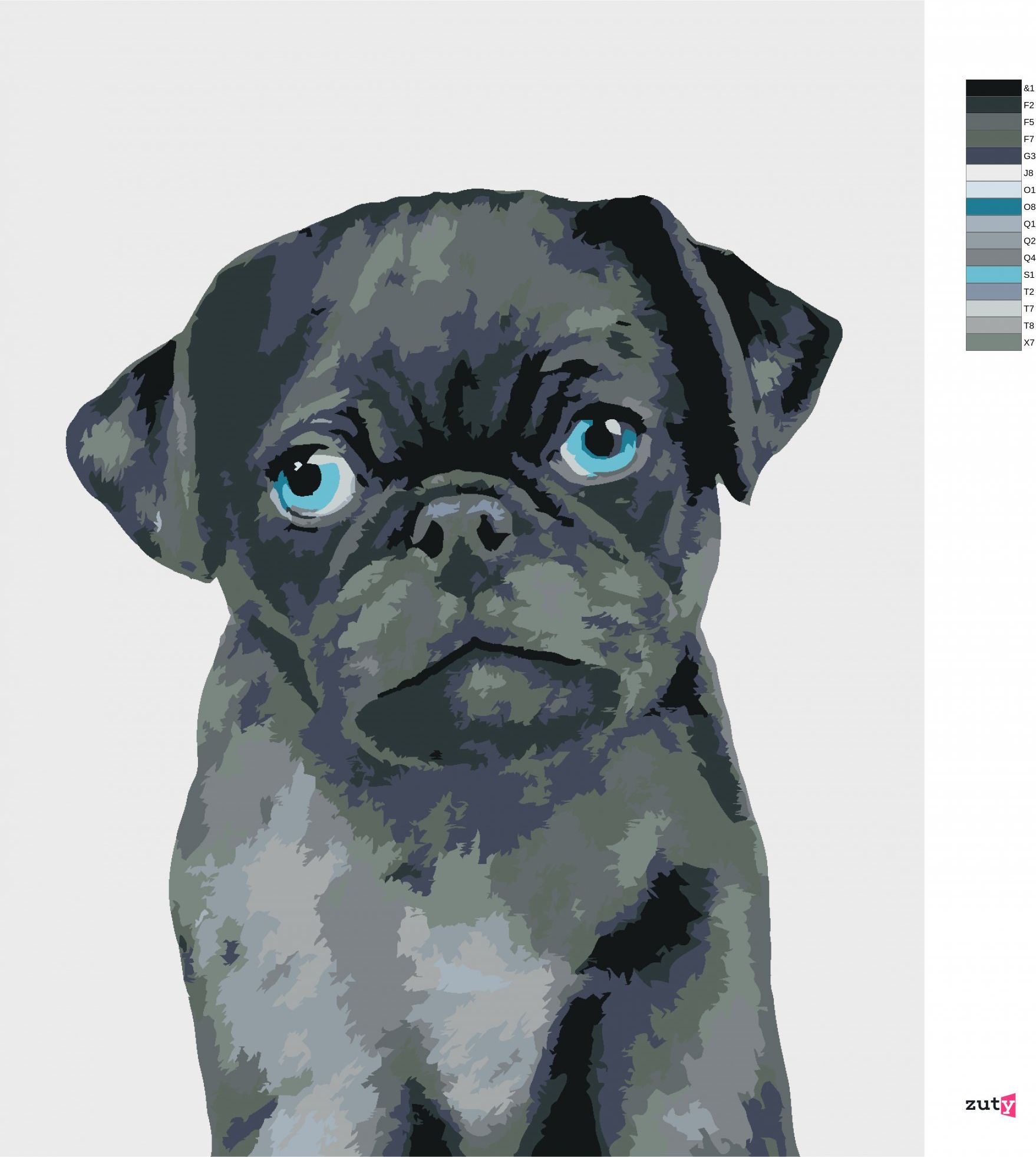 zuty Malování podle čísel - MOPSÍK (MYROSLAVA VOLOSCHUK) - Rozměr: 40x50 cm, Rámování: Varianta: vypnuté plátno na rám - obrázek 5