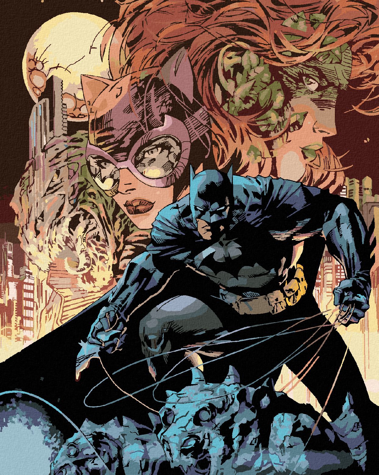 zuty Malování podle čísel - BATMAN, POISON IVY A CATWOMAN - Rozměr: 40x50 cm, Rámování: Varianta: bez rámu a bez vypnutí plátna - obrázek 1