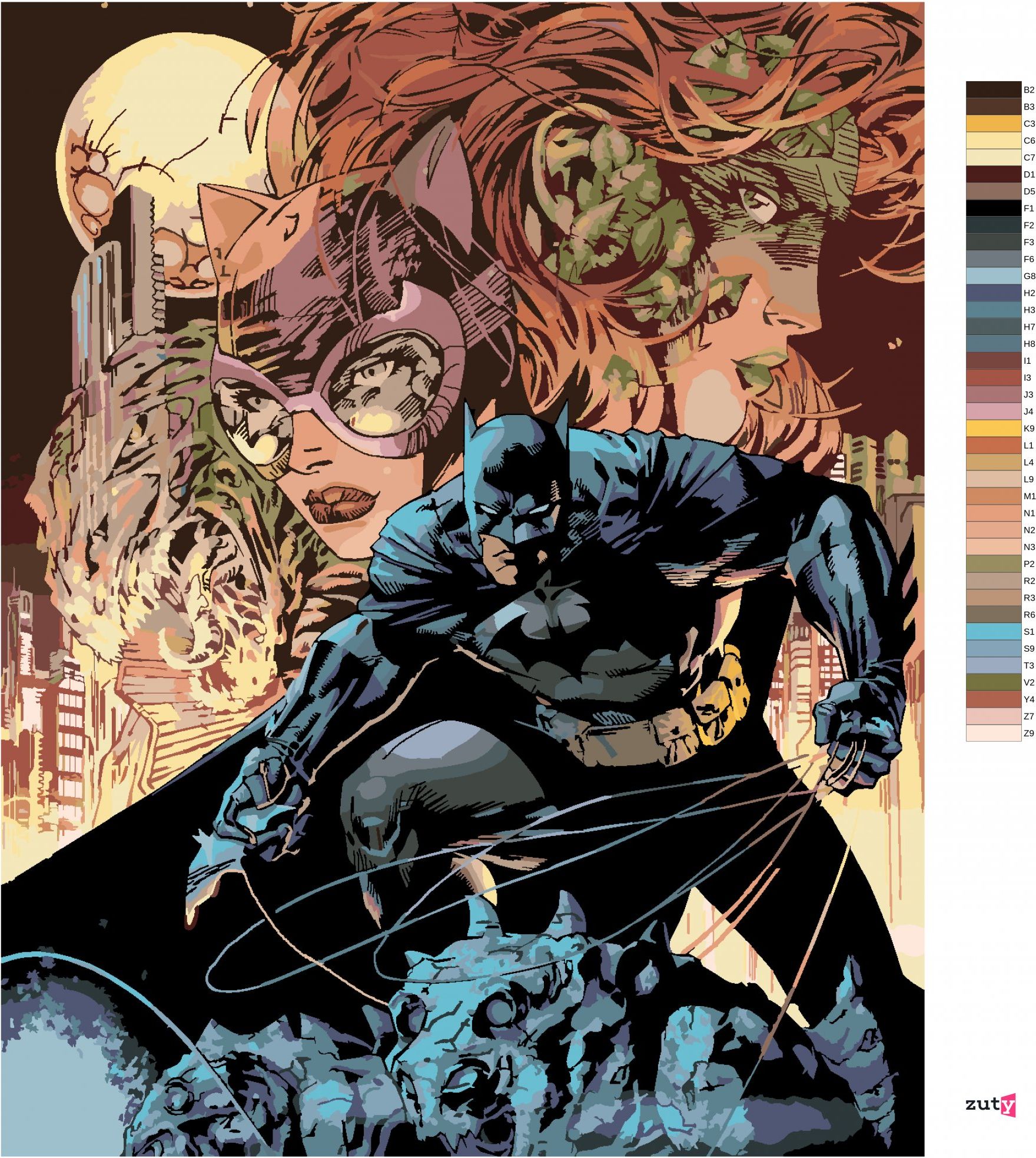 zuty Malování podle čísel - BATMAN, POISON IVY A CATWOMAN - Rozměr: 40x50 cm, Rámování: Varianta: vypnuté plátno na rám - obrázek 5