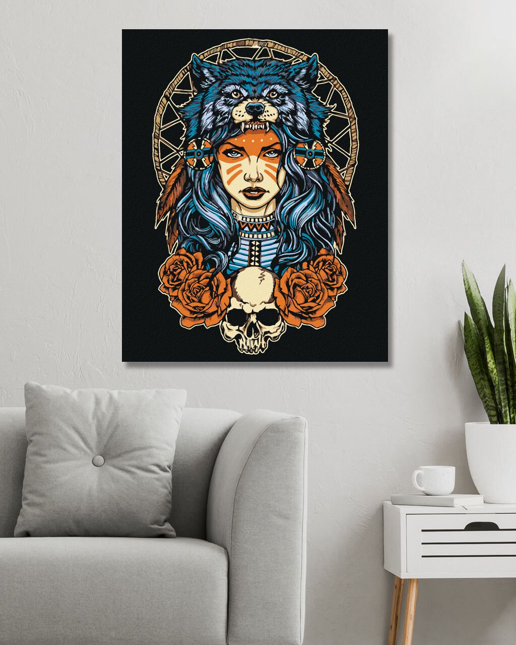 zuty Malování podle čísel - DÍVKA S VLKEM - Rozměr: 40x50 cm, Rámování: Varianta: vypnuté plátno na rám - obrázek 4