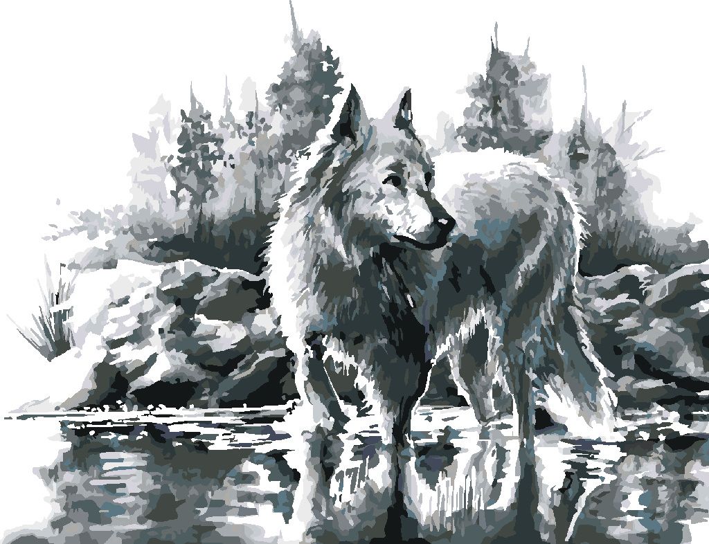 zuty Malování podle čísel - BÍLÝ VLK - Rozměr: 40x50 cm, Rámování: Varianta: vypnuté plátno na rám - obrázek 6