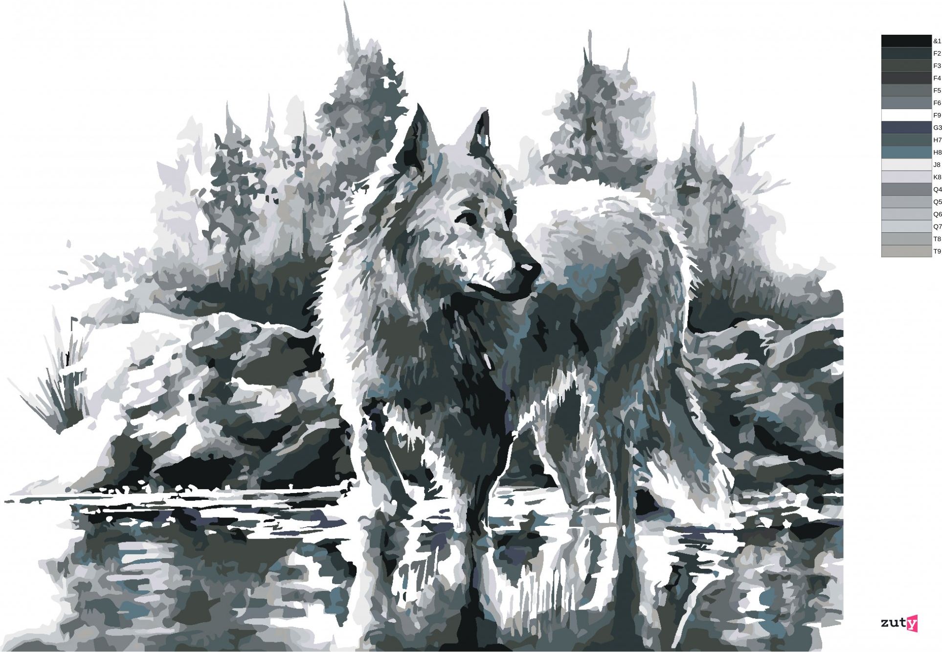 zuty Malování podle čísel - BÍLÝ VLK - Rozměr: 40x50 cm, Rámování: Varianta: vypnuté plátno na rám - obrázek 7