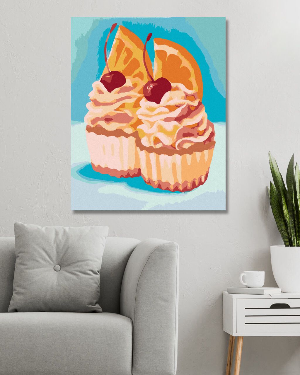 zuty Malování podle čísel - CUPCAKE S POMERANČEM A TŘEŠNÍ (MYROSLAVA VOLOSCHUK) - Rozměr: 40x50 cm, Rámování: Varianta: vypnuté plátno na rám - obrázek 7