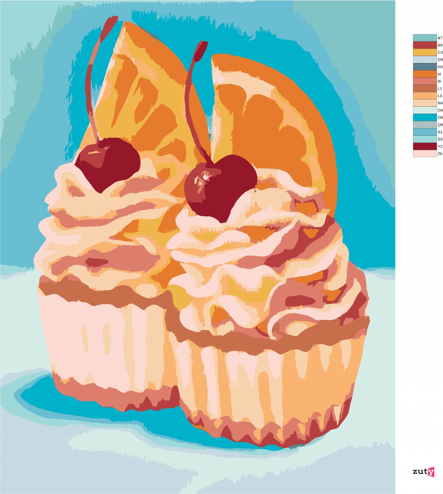 zuty Malování podle čísel - CUPCAKE S POMERANČEM A TŘEŠNÍ (MYROSLAVA VOLOSCHUK) - Rozměr: 40x50 cm, Rámování: Varianta: vypnuté plátno na rám - obrázek 10