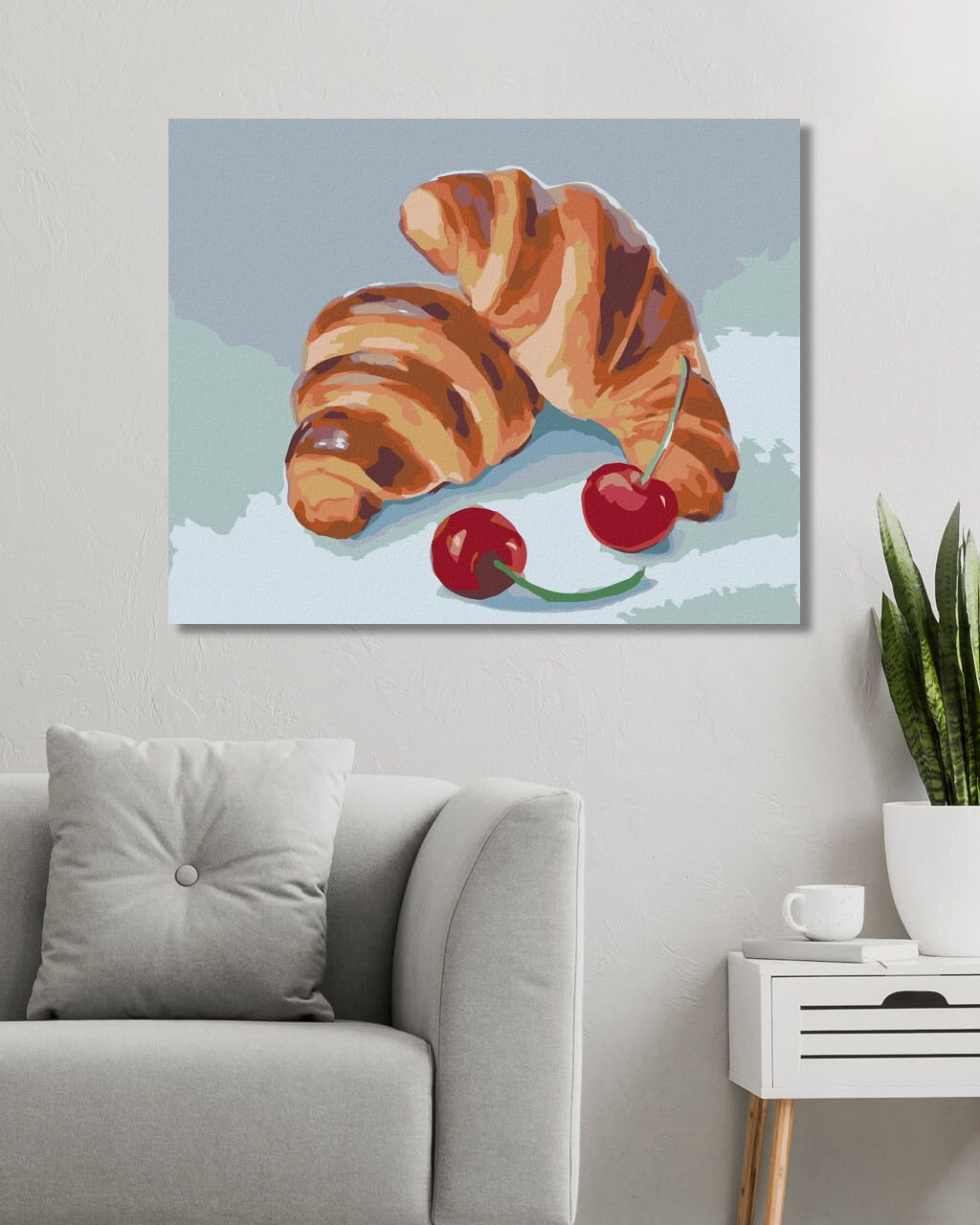 zuty Malování podle čísel - CROISSANT A TŘEŠNĚ (MYROSLAVA VOLOSCHUK) - Rozměr: 40x50 cm, Rámování: Varianta: vypnuté plátno na rám - obrázek 6