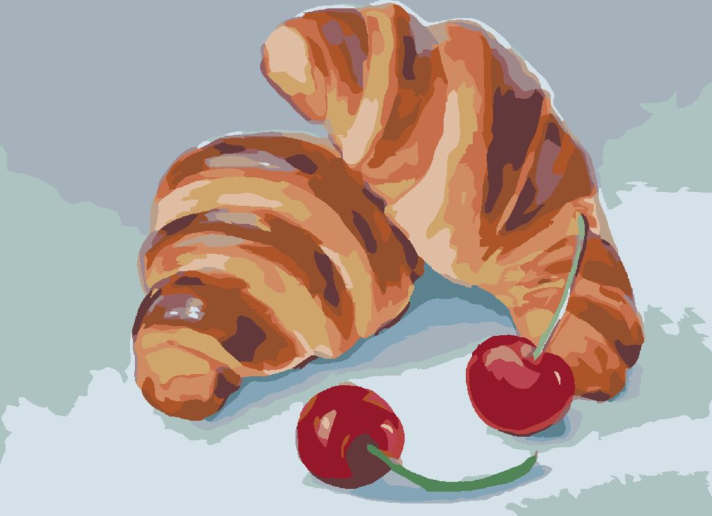 zuty Malování podle čísel - CROISSANT A TŘEŠNĚ (MYROSLAVA VOLOSCHUK) - Rozměr: 40x50 cm, Rámování: Varianta: vypnuté plátno na rám - obrázek 8