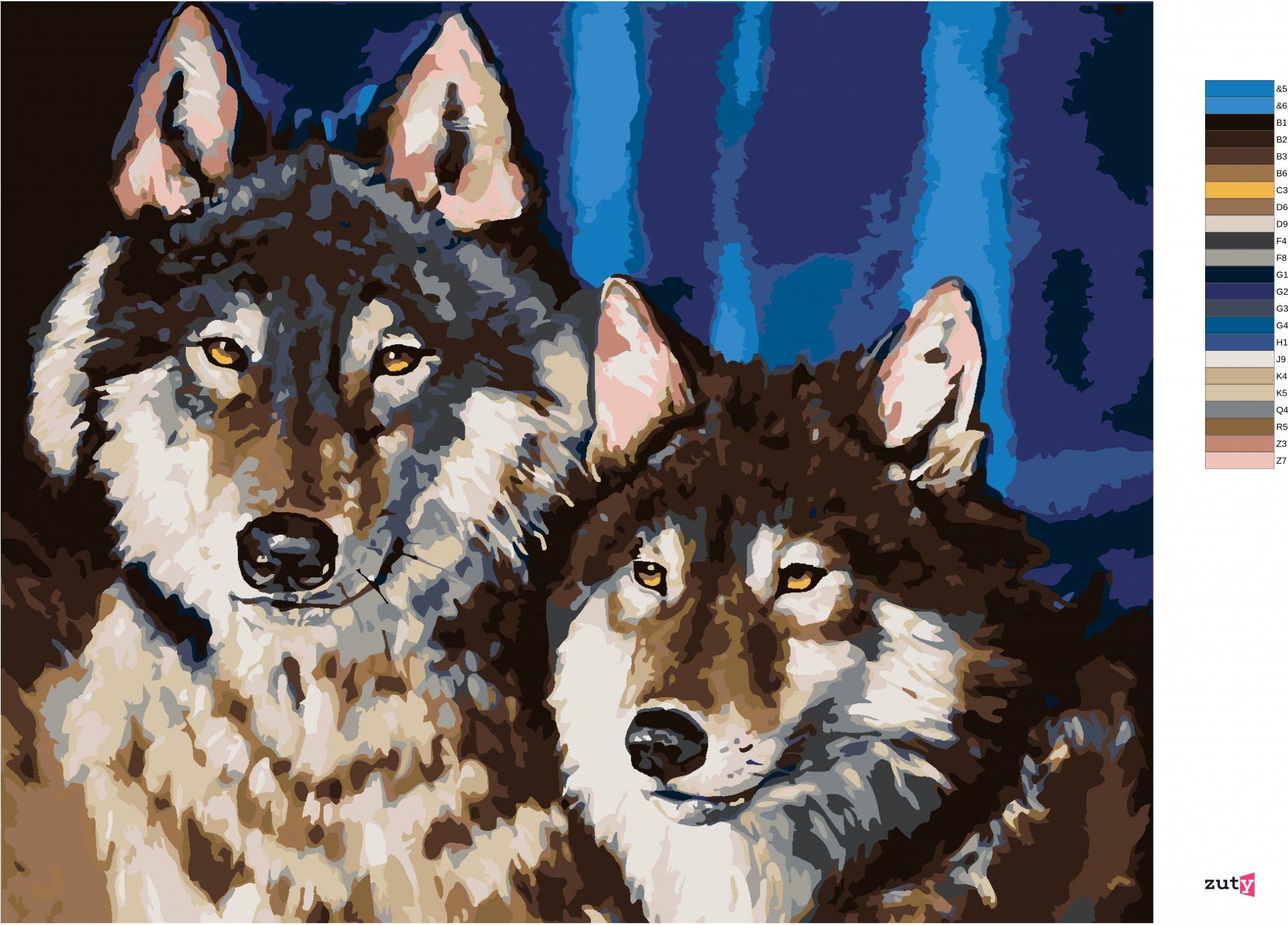 zuty Malování podle čísel - PÁR VLKŮ - Rozměr: 40x50 cm, Rámování: Varianta: vypnuté plátno na rám - obrázek 9