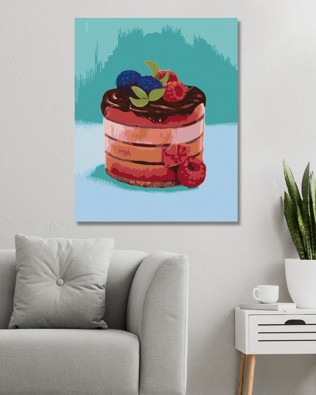 zuty Malování podle čísel - MALINOVÝ DORT S ČOKOLÁDOU (MYROSLAVA VOLOSCHUK) - Rozměr: 40x50 cm, Rámování: Varianta: vypnuté plátno na rám - obrázek 8