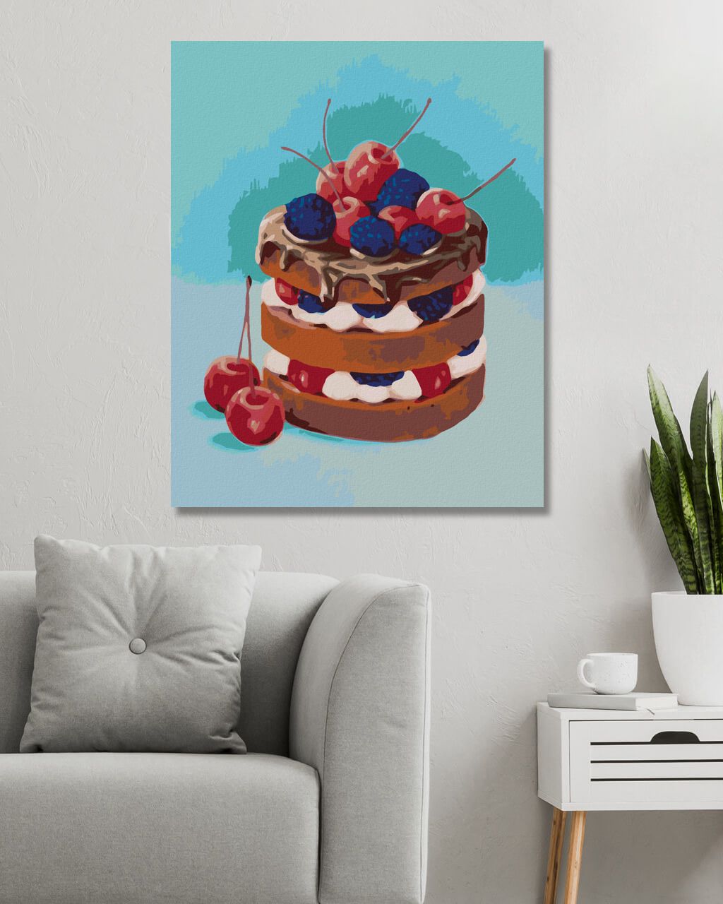 zuty Malování podle čísel - DORT S ČOKOLÁDOU A OVOCEM (MYROSLAVA VOLOSCHUK) - Rozměr: 40x50 cm, Rámování: Varianta: vypnuté plátno na rám - obrázek 2