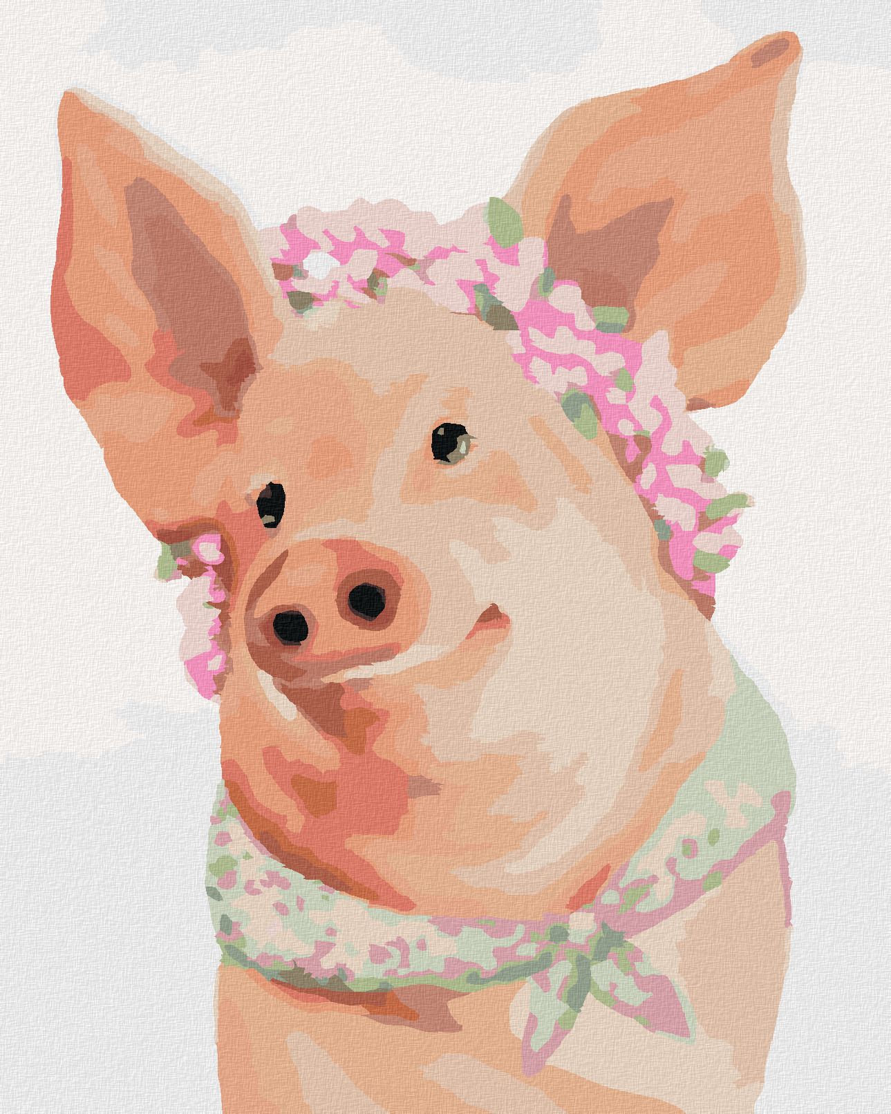 zuty Malování podle čísel - PRASÁTKO (MYROSLAVA VOLOSCHUK) - Rozměr: 40x50 cm, Rámování: Varianta: vypnuté plátno na rám - obrázek 1