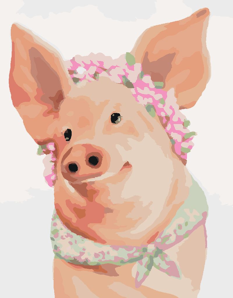 zuty Malování podle čísel - PRASÁTKO (MYROSLAVA VOLOSCHUK) - Rozměr: 40x50 cm, Rámování: Varianta: vypnuté plátno na rám - obrázek 3