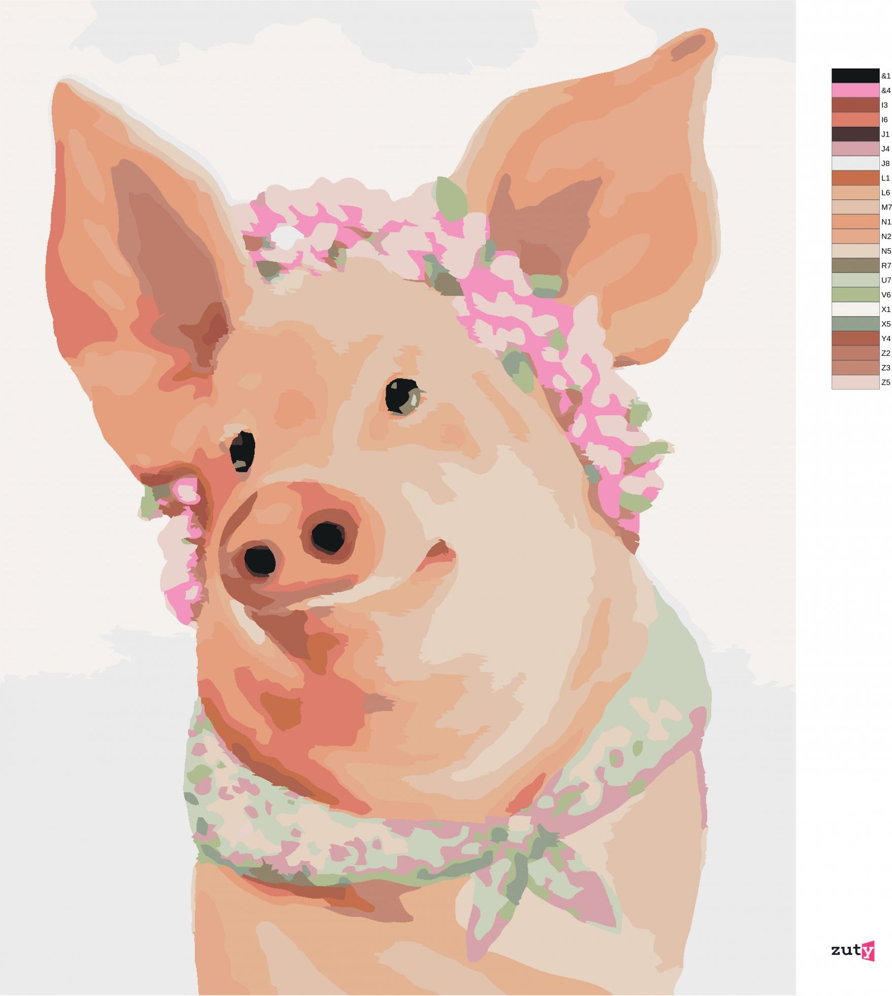 zuty Malování podle čísel - PRASÁTKO (MYROSLAVA VOLOSCHUK) - Rozměr: 40x50 cm, Rámování: Varianta: vypnuté plátno na rám - obrázek 7