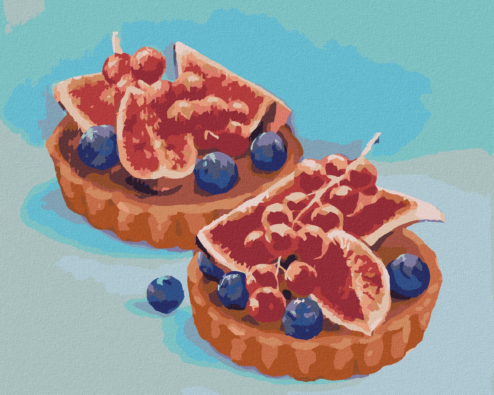 zuty Malování podle čísel - FÍKOVÉ TARTALETKY (MYROSLAVA VOLOSCHUK) - Rozměr: 40x50 cm, Rámování: Varianta: bez rámu a bez vypnutí plátna - obrázek 1