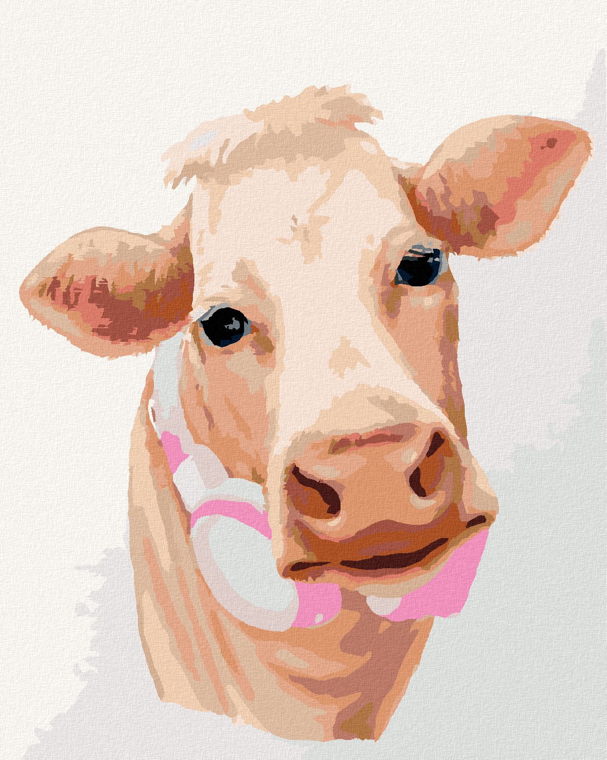 zuty Malování podle čísel - KRÁVA SE SLUCHÁTKY (MYROSLAVA VOLOSCHUK) - Rozměr: 40x50 cm, Rámování: Varianta: vypnuté plátno na rám - obrázek 1