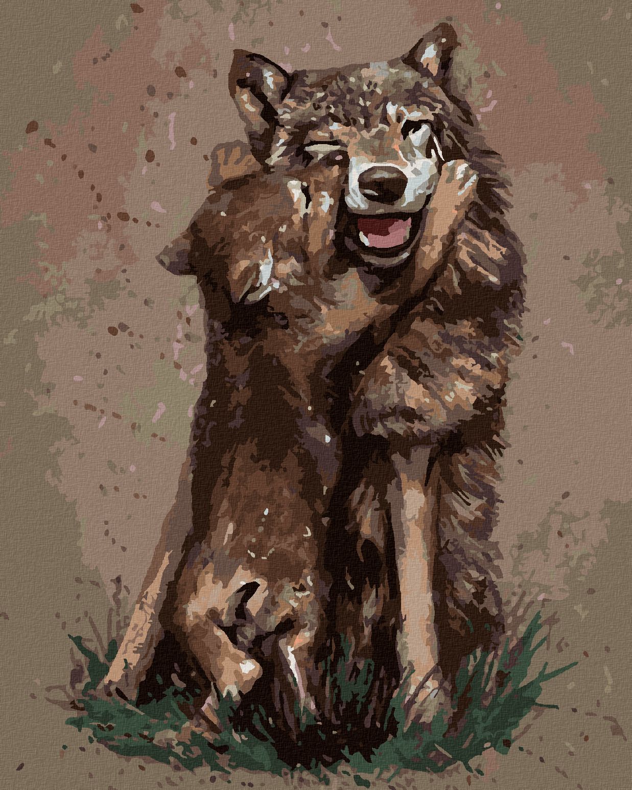 zuty Malování podle čísel - VLČICE A MLÁDĚ - Rozměr: 40x50 cm, Rámování: Varianta: vypnuté plátno na rám - obrázek 1