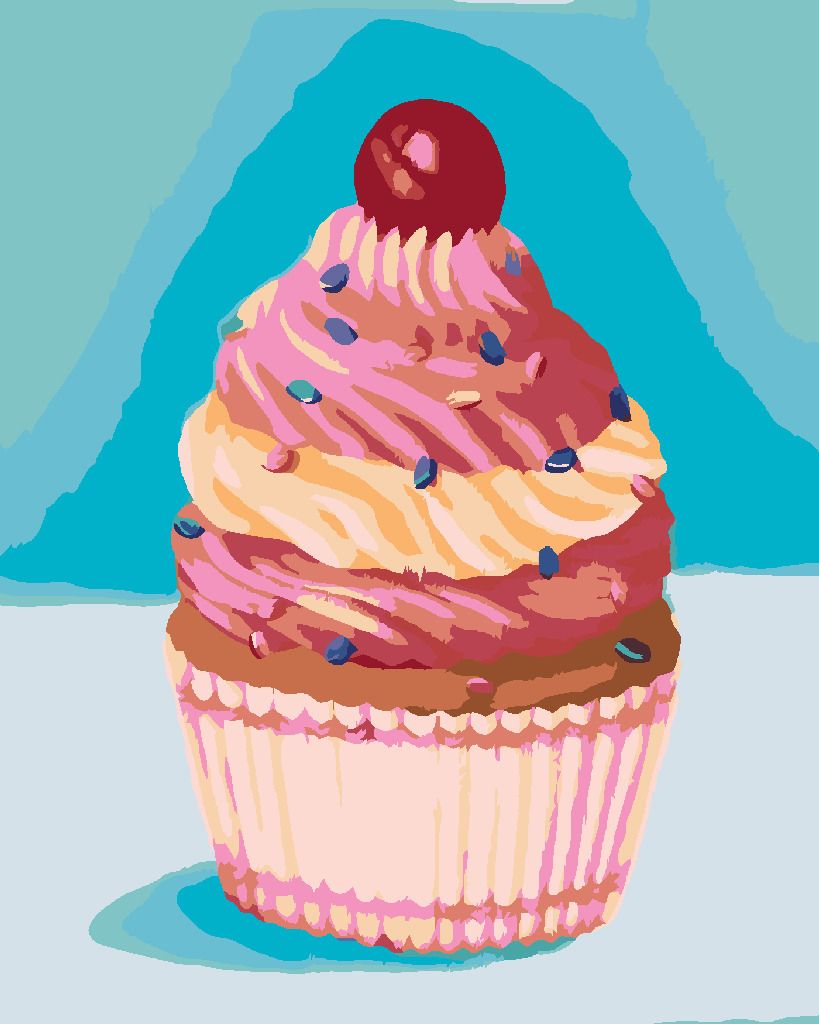 zuty Malování podle čísel - CUPCAKE S RŮŽOVÝM KRÉMEM (MYROSLAVA VOLOSCHUK) - Rozměr: 40x50 cm, Rámování: Varianta: vypnuté plátno na rám - obrázek 7