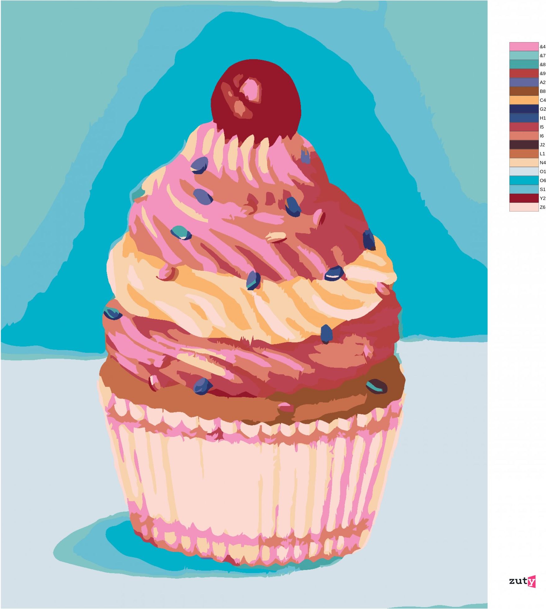 zuty Malování podle čísel - CUPCAKE S RŮŽOVÝM KRÉMEM (MYROSLAVA VOLOSCHUK) - Rozměr: 40x50 cm, Rámování: Varianta: vypnuté plátno na rám - obrázek 8