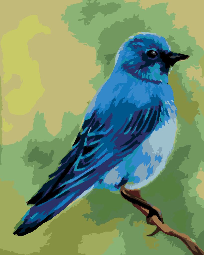 zuty Malování podle čísel - MODRÝ PTÁČEK 2 (MYROSLAVA VOLOSCHUK) - Rozměr: 40x50 cm, Rámování: Varianta: bez rámu a bez vypnutí plátna - obrázek 3