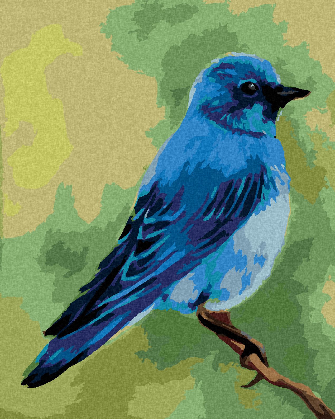 zuty Malování podle čísel - MODRÝ PTÁČEK 2 (MYROSLAVA VOLOSCHUK) - Rozměr: 40x50 cm, Rámování: Varianta: vypnuté plátno na rám - obrázek 1