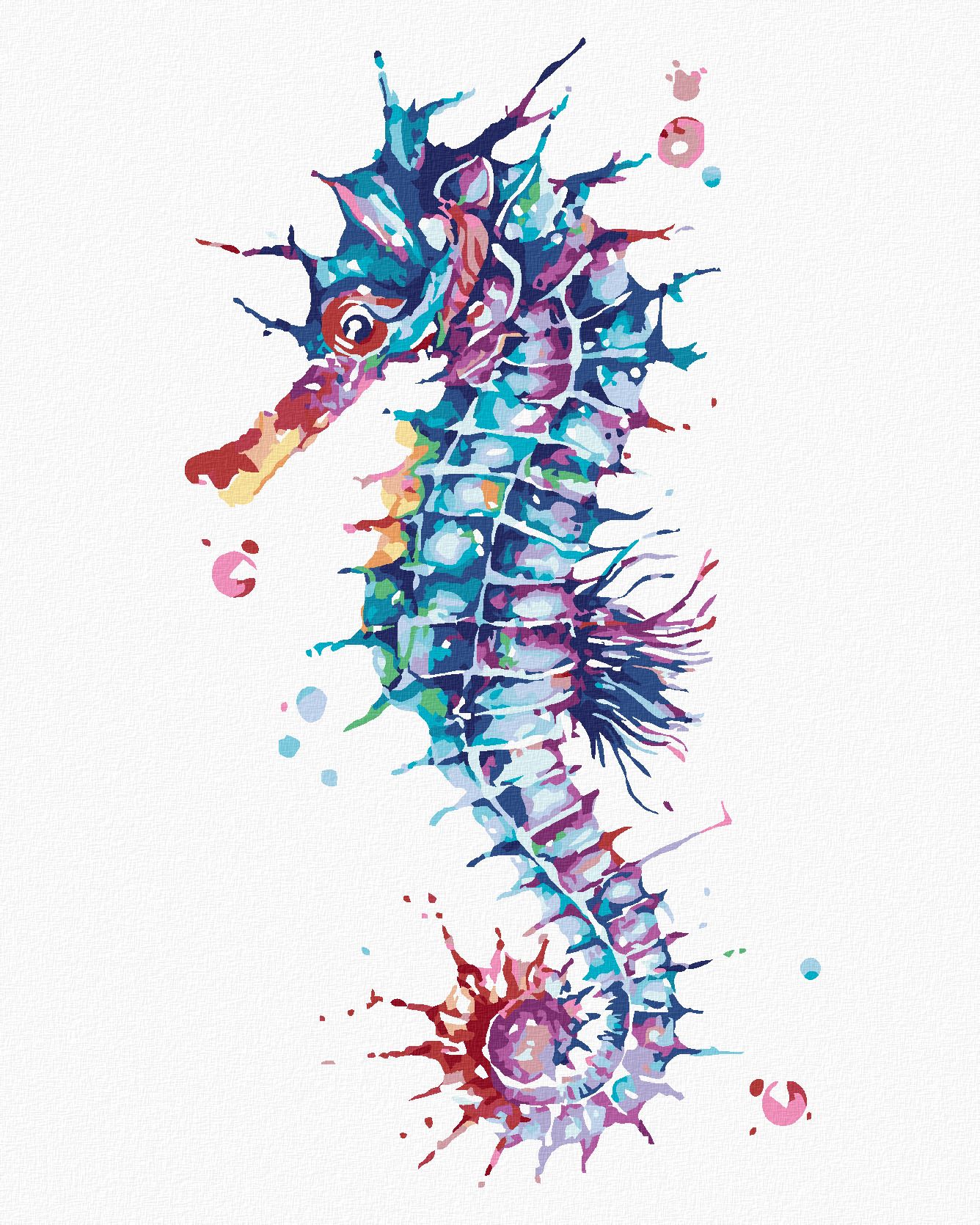zuty Malování podle čísel - BAREVNÝ MOŘSKÝ KONÍK - Rozměr: 40x50 cm, Rámování: Varianta: vypnuté plátno na rám - obrázek 1