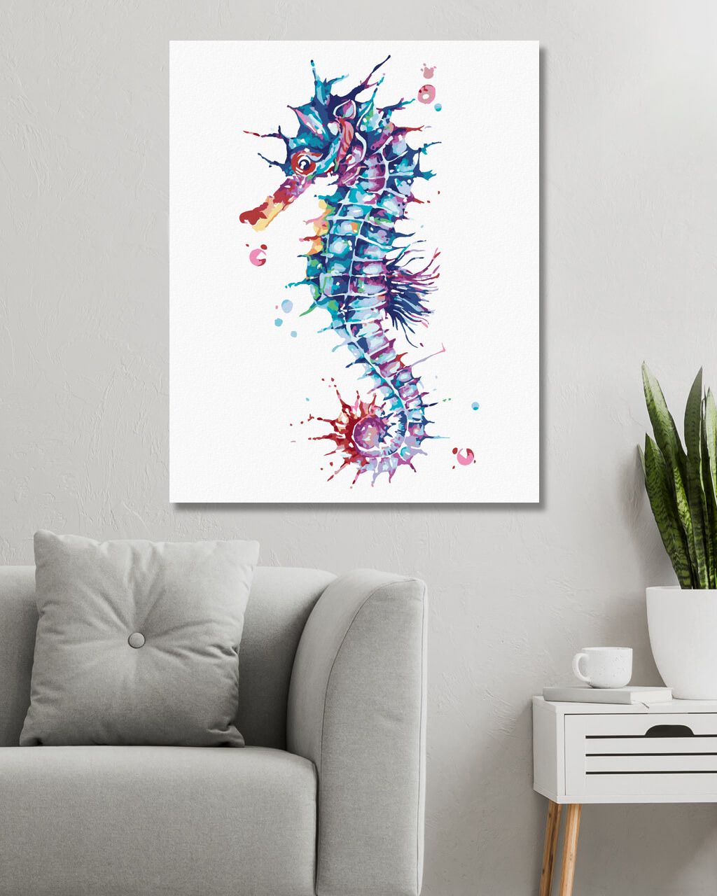 zuty Malování podle čísel - BAREVNÝ MOŘSKÝ KONÍK - Rozměr: 40x50 cm, Rámování: Varianta: vypnuté plátno na rám - obrázek 7