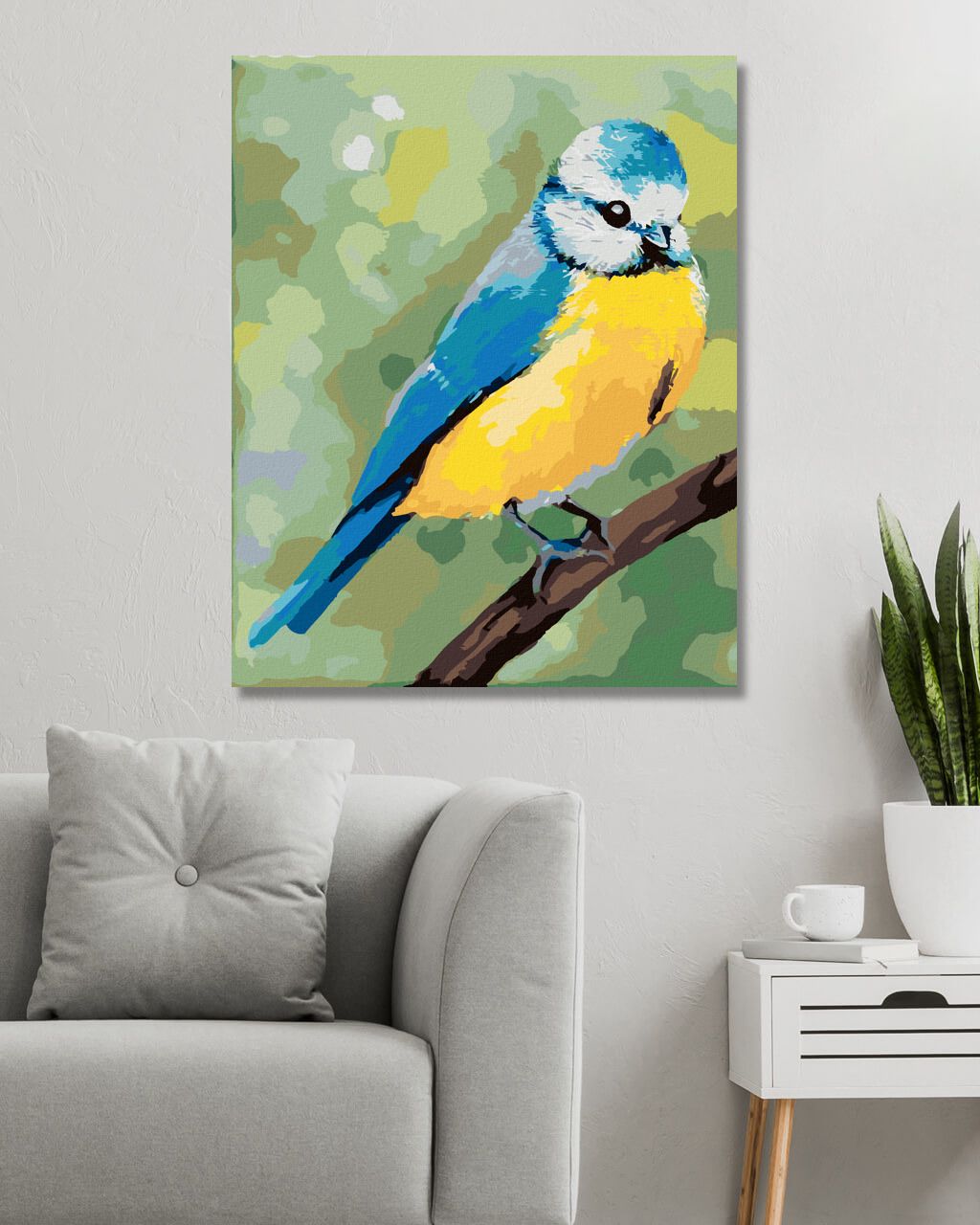 zuty Malování podle čísel - MODRÝ PTÁČEK SEDÍCÍ NA VĚTVIČCE(MYROSLAVA VOLOSCHUK) - Rozměr: 40x50 cm, Rámování: Varianta: vypnuté plátno na rám - obrázek 7