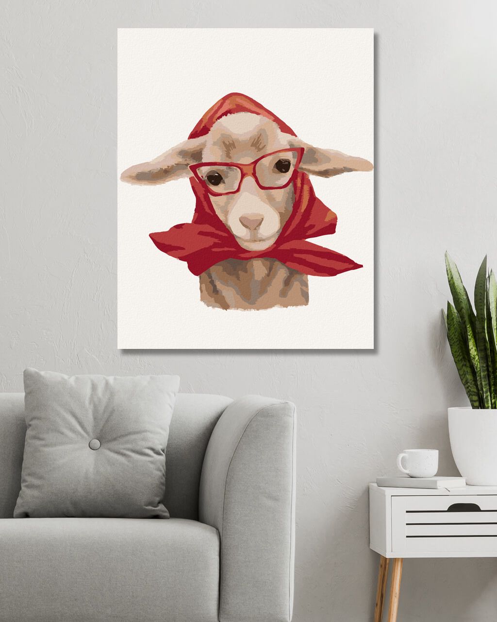 zuty Malování podle čísel - KOZA S ČERVENÝM ŠÁTKEM (MYROSLAVA VOLOSCHUK) - Rozměr: 40x50 cm, Rámování: Varianta: vypnuté plátno na rám - obrázek 10