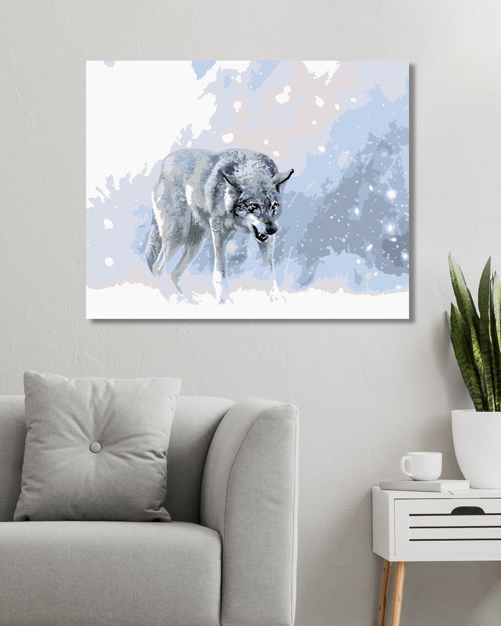 zuty Malování podle čísel - ŠEDÝ VLK V ZIMNÍ KRAJINĚ - Rozměr: 40x50 cm, Rámování: Varianta: vypnuté plátno na rám - obrázek 7