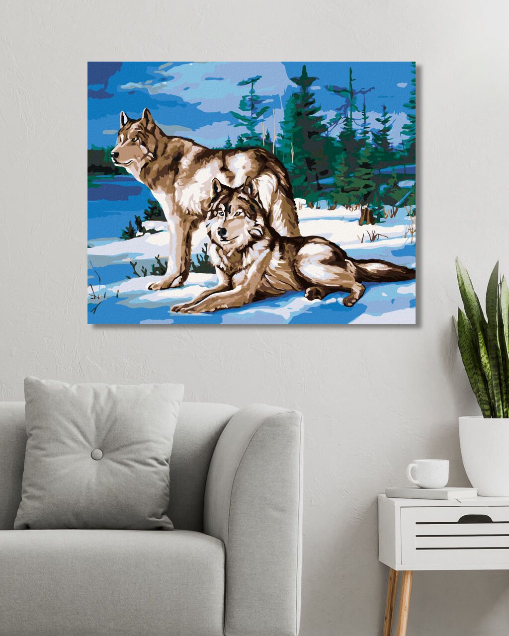 zuty Malování podle čísel - PÁR VLKŮ U LESA - Rozměr: 40x50 cm, Rámování: Varianta: vypnuté plátno na rám - obrázek 6