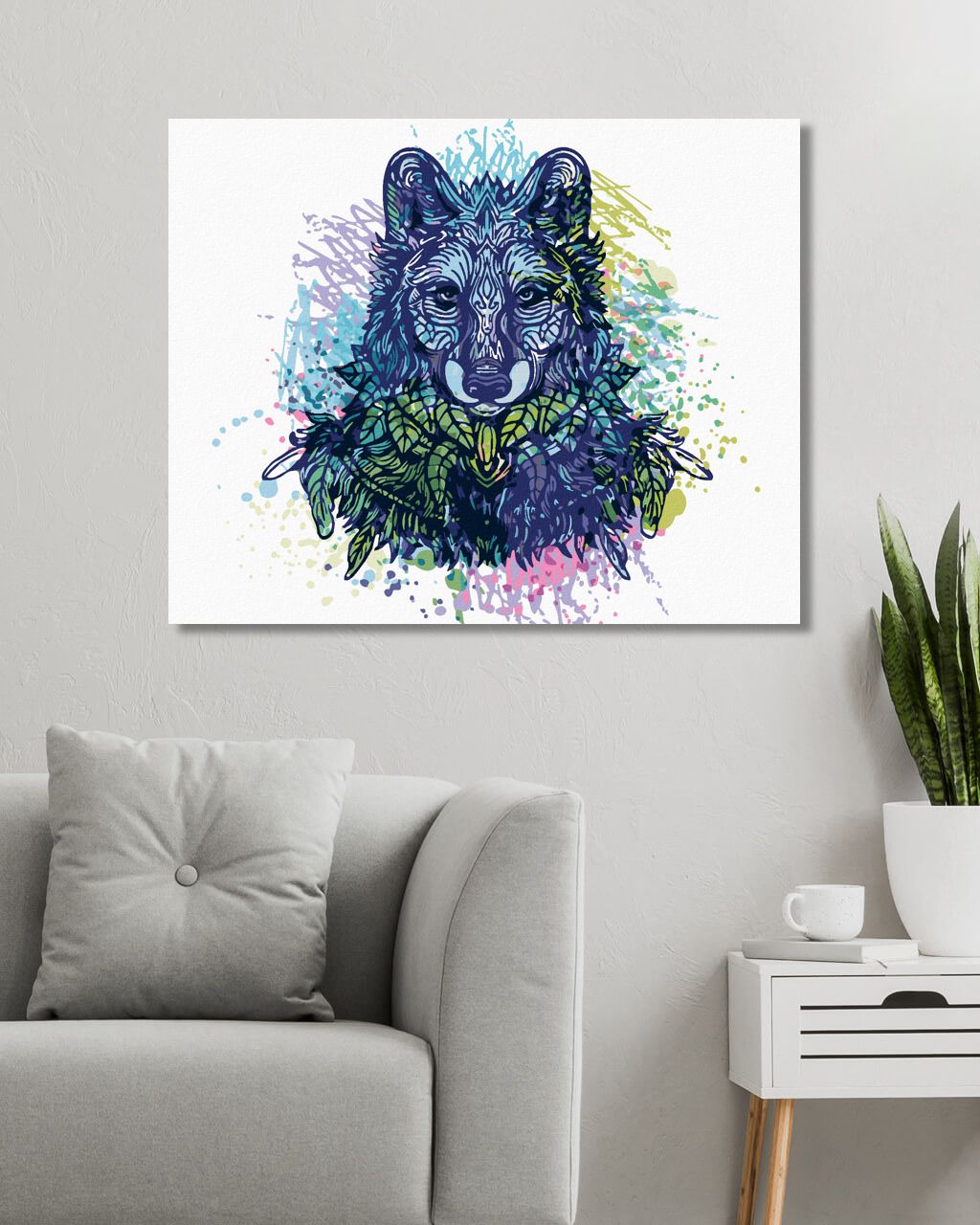 zuty Malování podle čísel - BAREVNÝ VLK NA BÍLÉM POZADÍ - Rozměr: 40x50 cm, Rámování: Varianta: bez rámu a bez vypnutí plátna - obrázek 10
