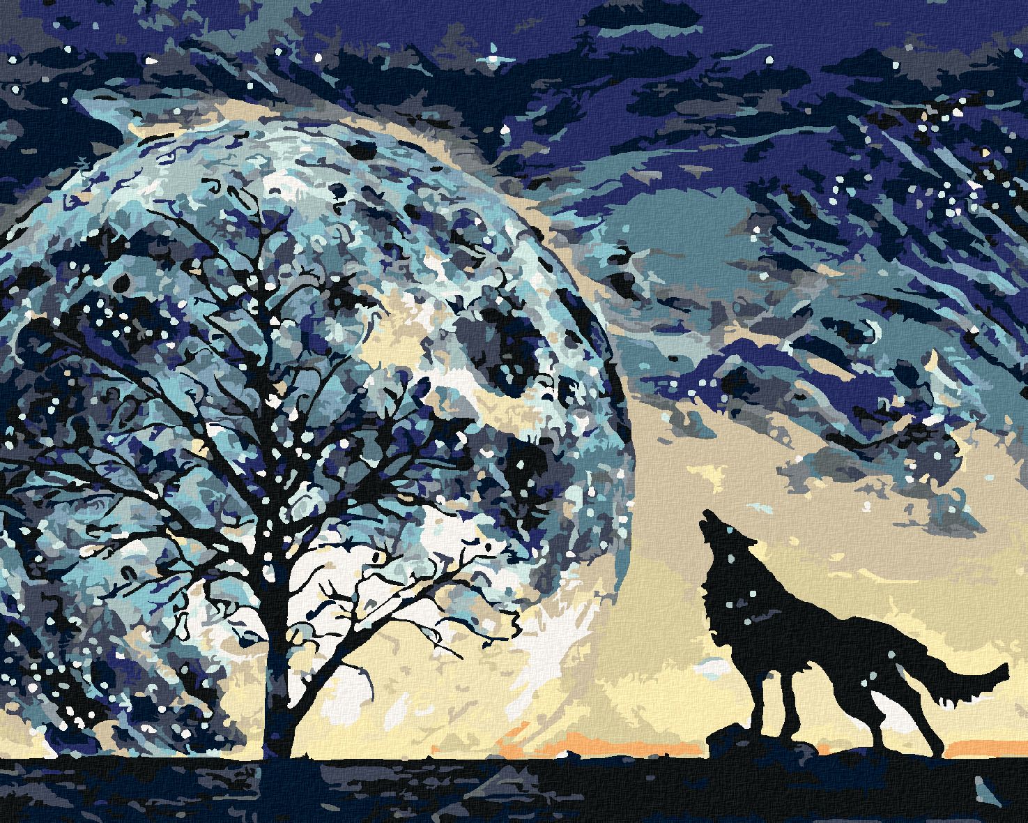zuty Malování podle čísel - VYTÍ VLKA NA PLANETU - Rozměr: 40x50 cm, Rámování: Varianta: vypnuté plátno na rám - obrázek 1