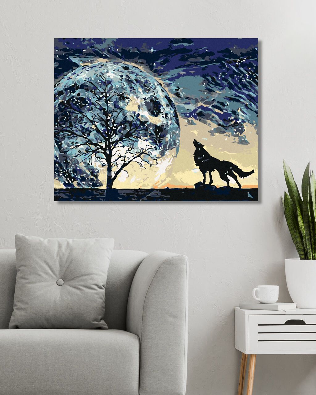 zuty Malování podle čísel - VYTÍ VLKA NA PLANETU - Rozměr: 40x50 cm, Rámování: Varianta: vypnuté plátno na rám - obrázek 5