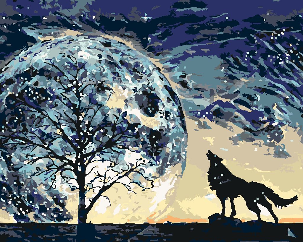 zuty Malování podle čísel - VYTÍ VLKA NA PLANETU - Rozměr: 40x50 cm, Rámování: Varianta: vypnuté plátno na rám - obrázek 8