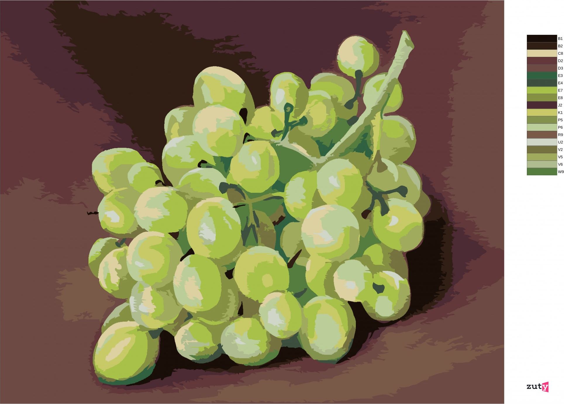 zuty Malování podle čísel - HROZNY (MYROSLAVA VOLOSCHUK) - Rozměr: 40x50 cm, Rámování: Varianta: vypnuté plátno na rám - obrázek 4
