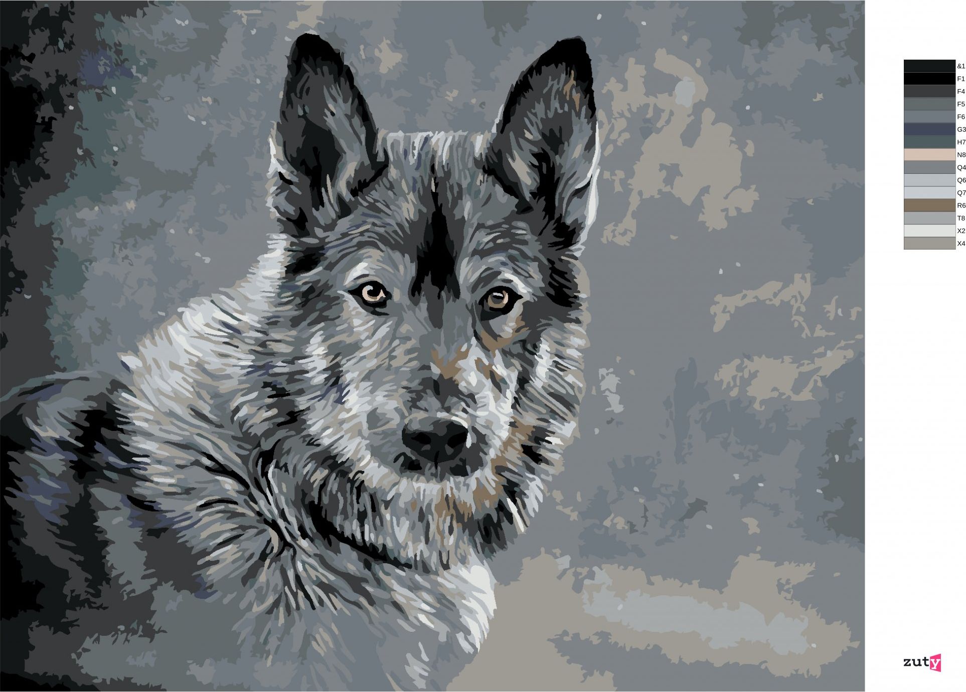 zuty Malování podle čísel - VLK NA ŠEDÉM POZADÍ - Rozměr: 40x50 cm, Rámování: Varianta: vypnuté plátno na rám - obrázek 7