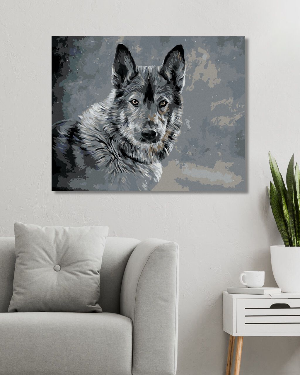 zuty Malování podle čísel - VLK NA ŠEDÉM POZADÍ - Rozměr: 40x50 cm, Rámování: Varianta: vypnuté plátno na rám - obrázek 9