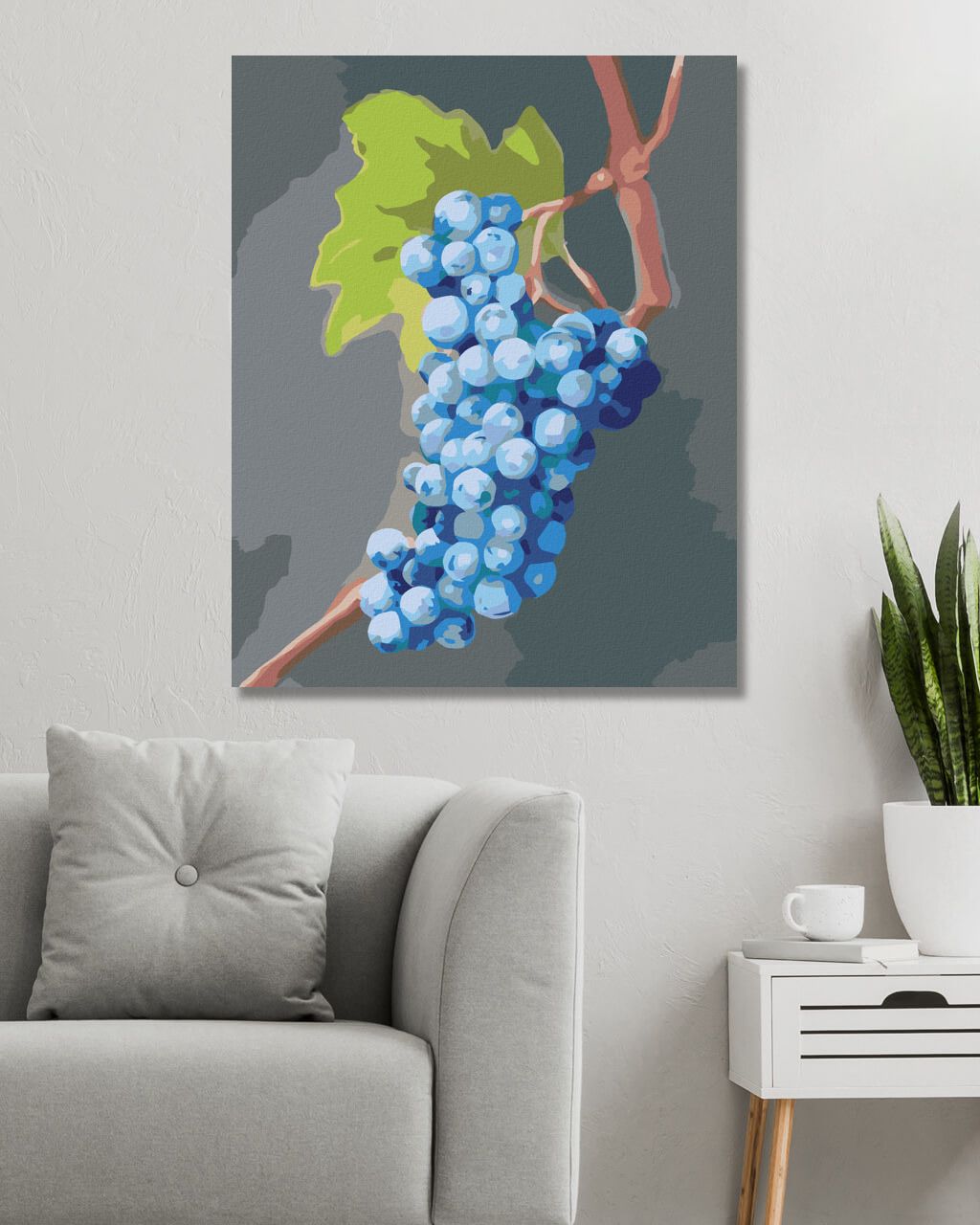 zuty Malování podle čísel - MODRÉ HROZNY (MYROSLAVA VOLOSCHUK) - Rozměr: 40x50 cm, Rámování: Varianta: bez rámu a bez vypnutí plátna - obrázek 4