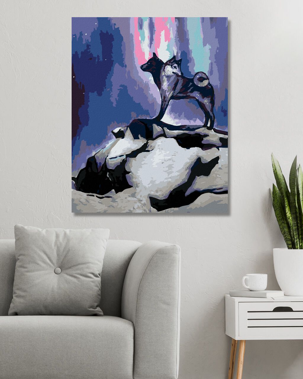 zuty Malování podle čísel - DVOUHLAVÝ VLK - Rozměr: 40x50 cm, Rámování: Varianta: vypnuté plátno na rám - obrázek 3
