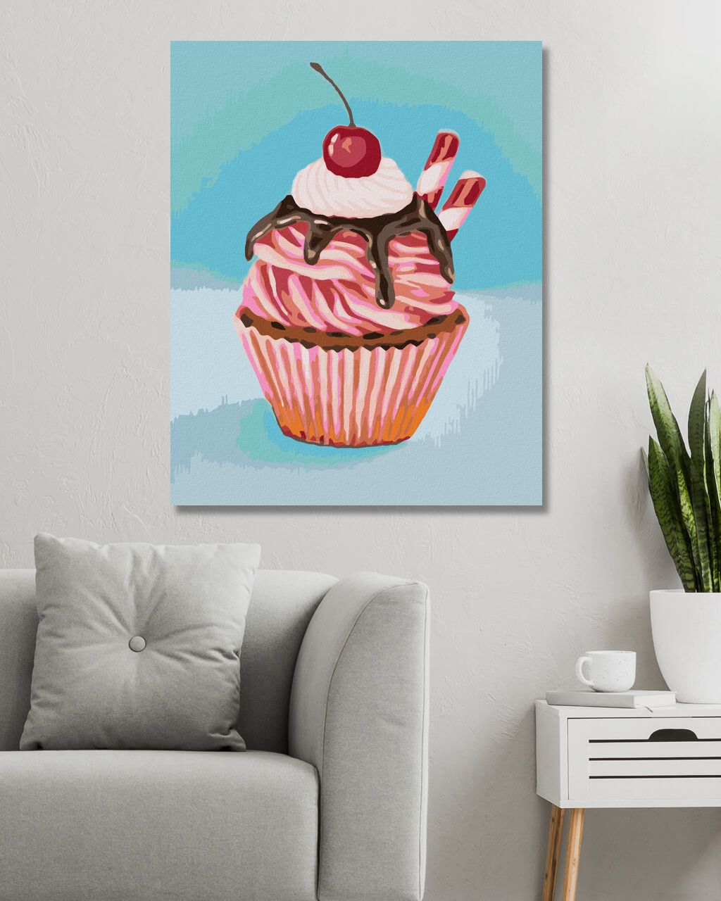 zuty Malování podle čísel - JAHODOVÝ CUPCAKE S LÉKOŘICOVOU TYČINKOU (MYROSLAVA VOLOSCHUK) - Rozměr: 40x50 cm, Rámování: Varianta: bez rámu a bez vypnutí plátna - obrázek 2