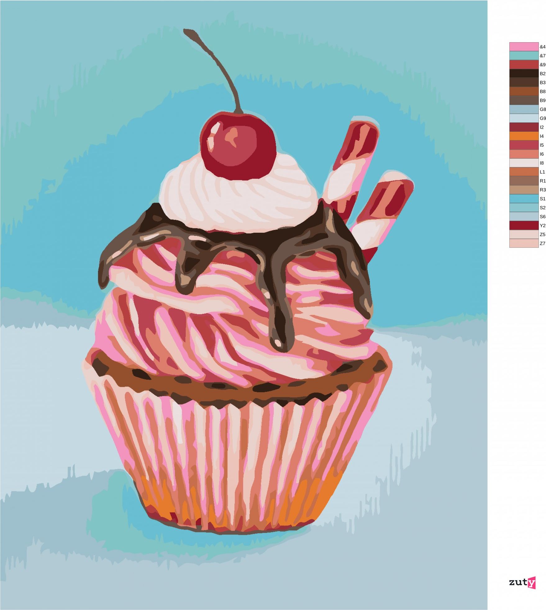 zuty Malování podle čísel - JAHODOVÝ CUPCAKE S LÉKOŘICOVOU TYČINKOU (MYROSLAVA VOLOSCHUK) - Rozměr: 40x50 cm, Rámování: Varianta: bez rámu a bez vypnutí plátna - obrázek 9