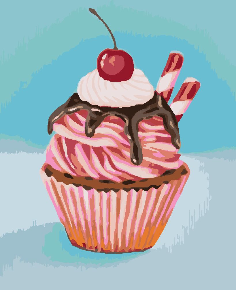 zuty Malování podle čísel - JAHODOVÝ CUPCAKE S LÉKOŘICOVOU TYČINKOU (MYROSLAVA VOLOSCHUK) - Rozměr: 40x50 cm, Rámování: Varianta: vypnuté plátno na rám - obrázek 3