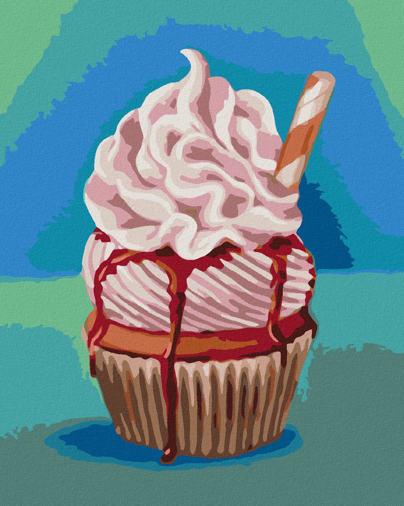 zuty Malování podle čísel - CUPCAKE SE ŠLEHAČKOU (MYROSLAVA VOLOSCHUK) - Rozměr: 40x50 cm, Rámování: Varianta: vypnuté plátno na rám - obrázek 1