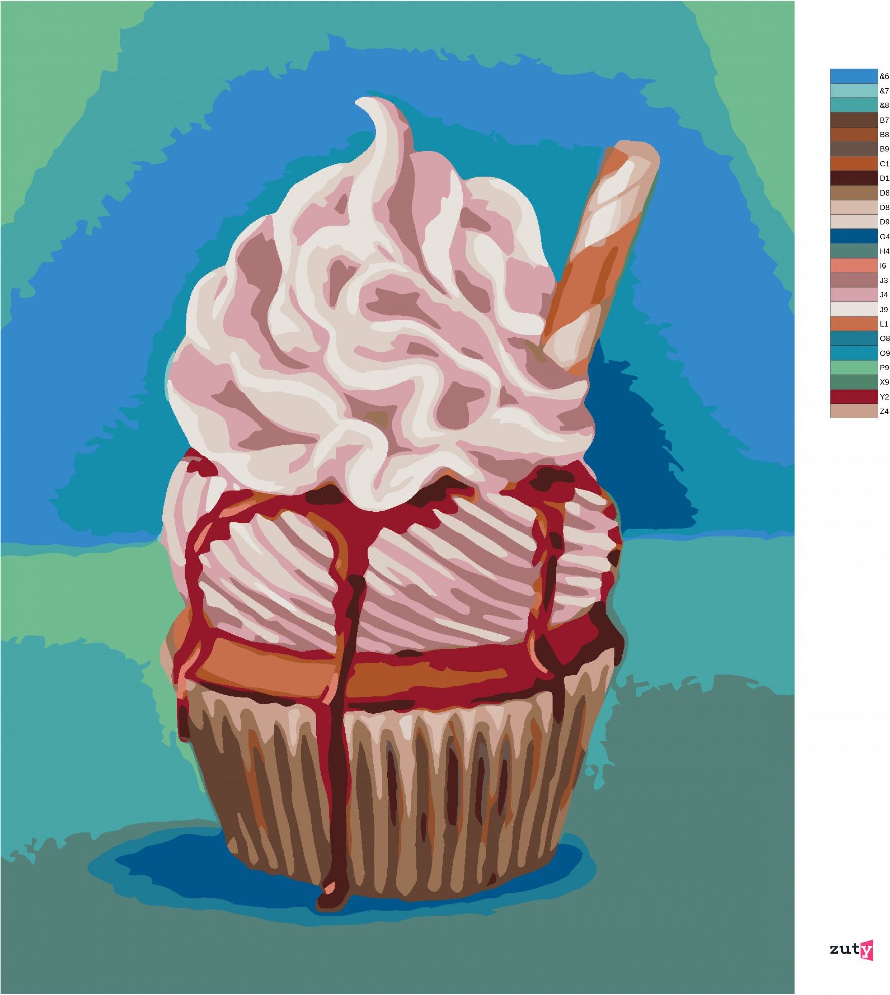 zuty Malování podle čísel - CUPCAKE SE ŠLEHAČKOU (MYROSLAVA VOLOSCHUK) - Rozměr: 40x50 cm, Rámování: Varianta: vypnuté plátno na rám - obrázek 10