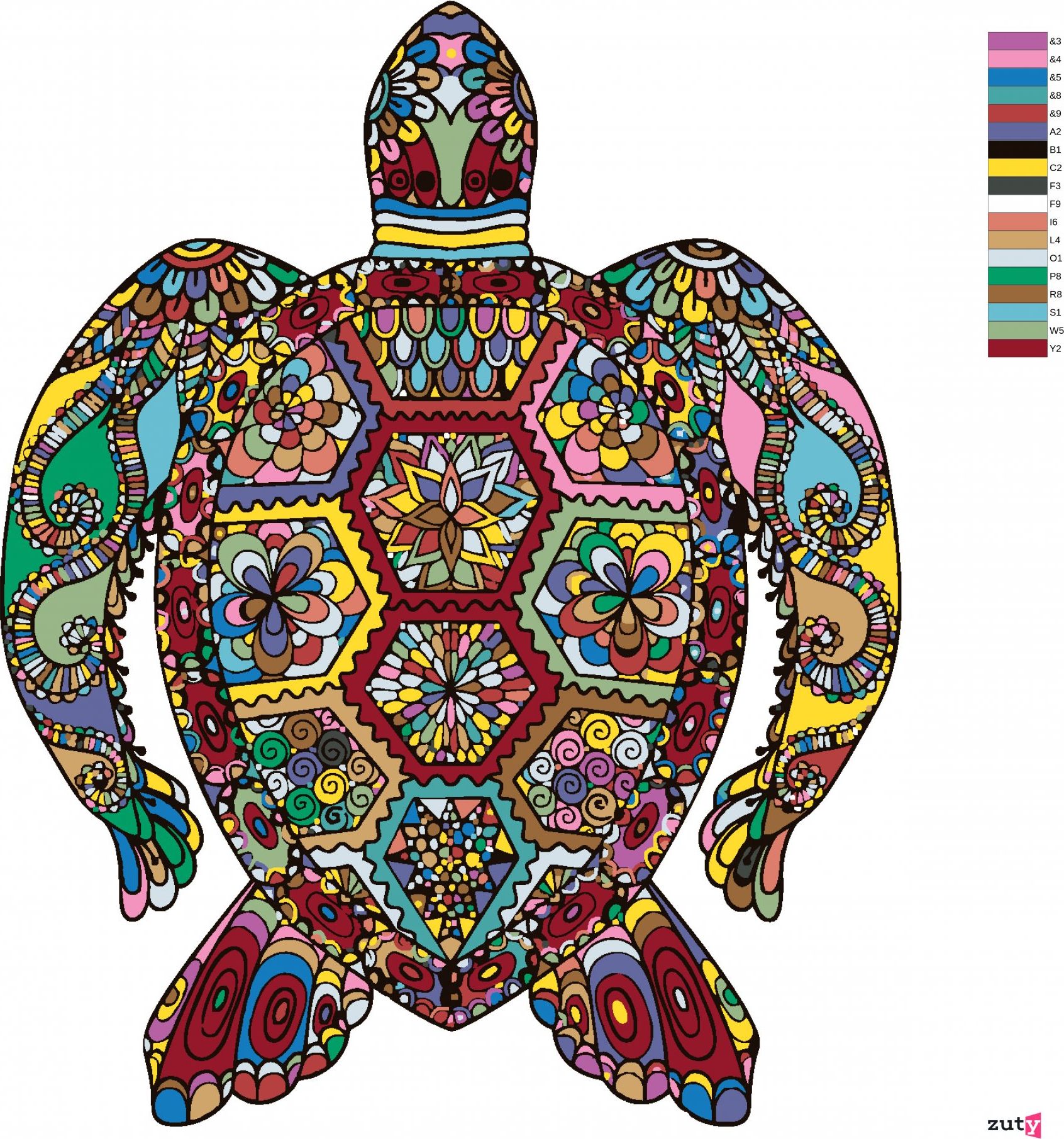 zuty Malování podle čísel - KVĚTINOVÁ ŽELVA - Rozměr: 40x50 cm, Rámování: Varianta: vypnuté plátno na rám - obrázek 9